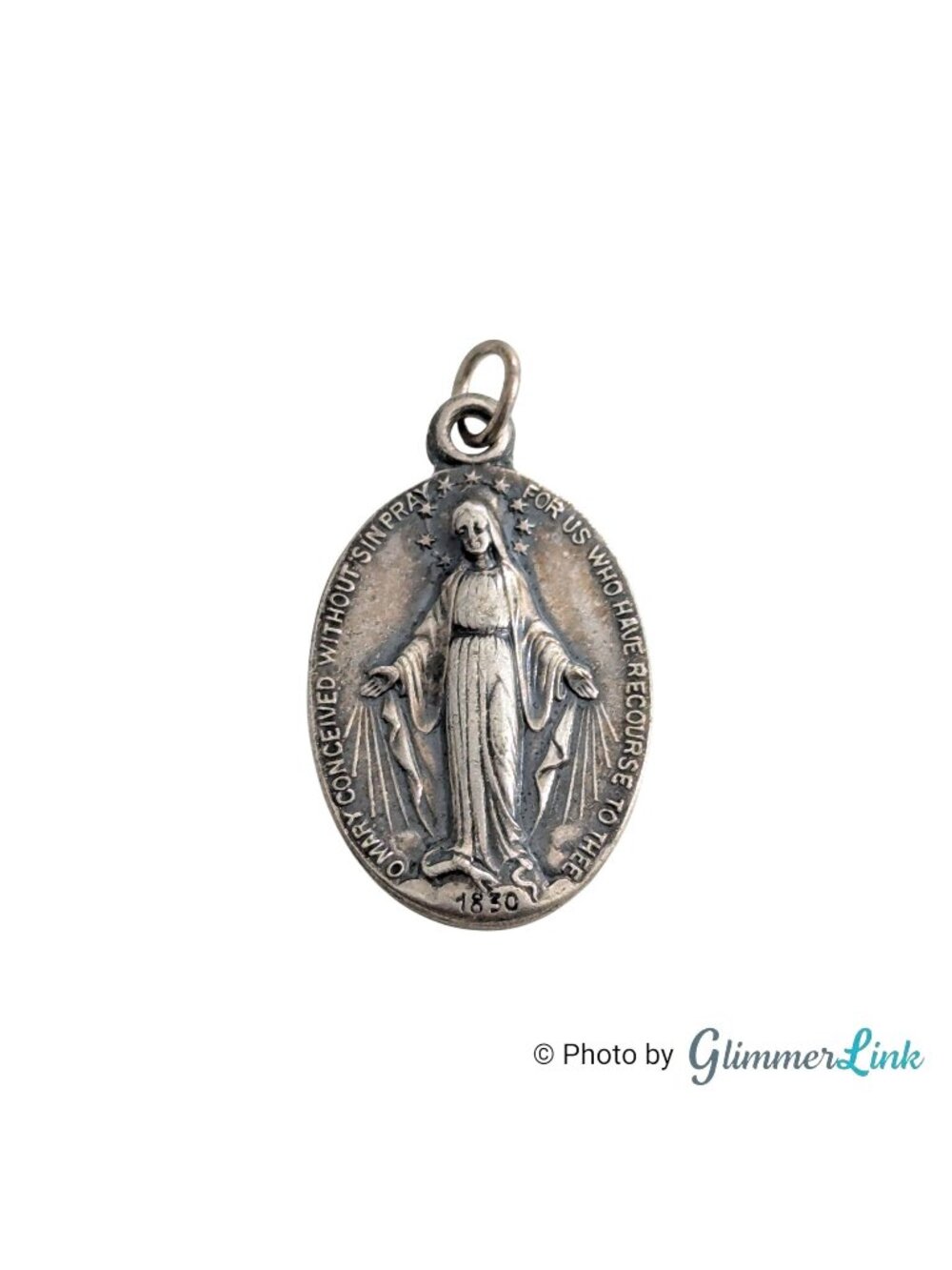 Vintage Made in Italy Miraculous Medal Virgin Mary Catholic Pendant